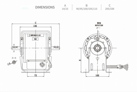 monofase centrale del motore del ventilatore 30w 120w 350w di CA di 110v 230v per la cortina d'aria standard di industria